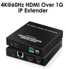PremiumCord 4K@60Hz HDMI nekompresovaný extender na 120m cez LAN, over IP