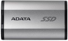 A-Data SD810 500GB SSD / Externý / USB 3.2 Type-C / 2000MB/s Read/Write / strieborno-sivý