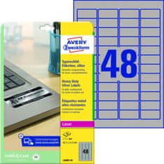 Avery Zweckform Samolepiace etikety veľmi odolné polyesterové - strieborné 45,7 x 21,2 mm, 960 ks