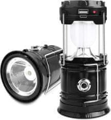 VIVVA® Nabíjateľná outdoorová kempingová lampa s USB a nastaviteľnou výškou/intezitou svetla (čierna farba) | CAMPGLO