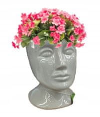 Polnix Obal na kvety sivá keramická dekoratívna hlava 16x11 cm