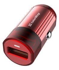 ColorWay 1x USB nabíječka do auta 18W/ Červená