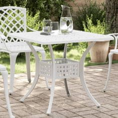 Petromila vidaXL Záhradný stôl biely 80x80x75 cm liaty hliník