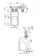 DAFI Prietokový ohrievač vody 7,3 kW s pripojením pod umývadlo