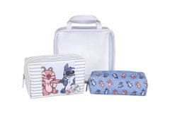 Disney Disney Andzia a Stitch Sada cestovných kozmetických tašiek rôznych veľkostí, kozmetické tašky na zips, 3 ks