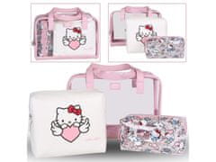 HELLO KITTY Hello Kitty Ružovo-biela sada cestovných kozmetických tašiek na zips, 3 ks. 