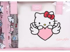 HELLO KITTY Hello Kitty Ružovo-biela sada cestovných kozmetických tašiek na zips, 3 ks. 