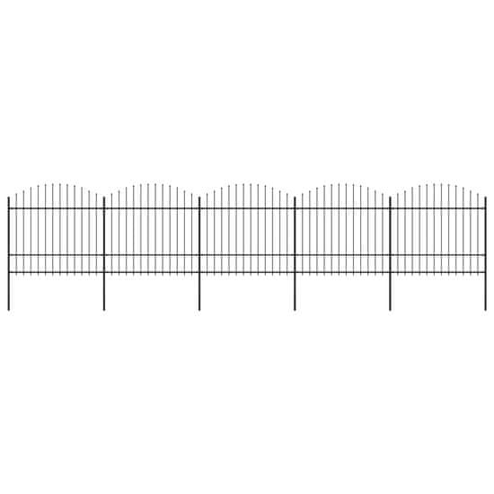 Vidaxl Záhradný plot s hrotmi, oceľ (1,5-1,75)x8,5 m, čierny