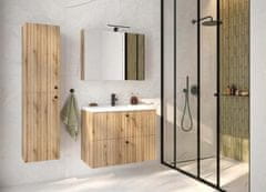 Deftrans Kúpeľňová skrinka so zrkadlom 80 cm dub evoke a sklenenými policami 