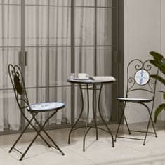 Petromila vidaXL Bistro stoličky, skladacie 2 ks, modro biele, keramika