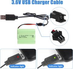 YUNIQUE GREEN-CLEAN Nabíjateľná Ni-MH AA batéria 3,6 V 2400 mAh s nabíjacím USB káblom a konektorom SM 2P - ideálna pre diaľkovo ovládané hračky, osvetlenie, elektrické náradie