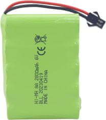 YUNIQUE GREEN-CLEAN Nabíjateľná batéria AA 6,0 V 2800 mAh so zástrčkou SM-2P a nabíjacím káblom USB | Kompatibilná s TB141, TB142, DE37 - ideálna pre RC autá, bagre, nákladné autá a RC vozidlá