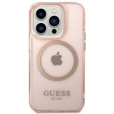 Guess Kryt na mobil Translucent MagSafe na Apple iPhone 14 Pro - růžový