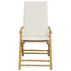 Petromila vidaXL Bistro skladacie stoličky 2 ks s krémovobielymi vankúšmi bambus