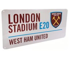 FAN SHOP SLOVAKIA Plechová ceduľa West Ham United FC, biela, 40x18 cm