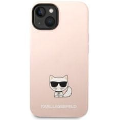 Karl Lagerfeld Kryt na mobil Liquid Silicone Choupette na Apple iPhone 14 Plus - růžový