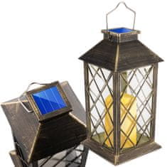 LUMILED 2x Solárna záhradná lampa LED stojacia závesná patina LIRIO 28cm