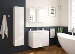 Deftrans Kúpeľňová skrinka s drážkovaným umývadlom 60 cm biely lesk