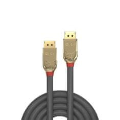 Lindy Kábel DisplayPort M/M 0.5m, 8K@60Hz, DP v1.4, 32.4Gbit/s, sivý, pozl.konektor, Gold Line