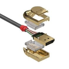 Lindy Kábel DisplayPort M/M 15m, 4K@60Hz, DP v1.2, 10.8Gbit/s, sivý, pozl.konektor, Gold Line