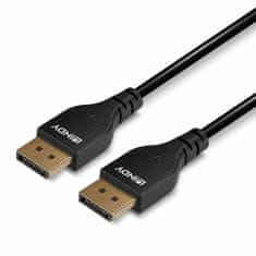 Lindy Kábel DisplayPort M/M 0.5m, 8K@60Hz, DP v1.4, 32.4Gbit/s, čierny, pozl.konektor, slim