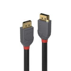 Lindy Kábel DisplayPort M/M 3m, 4K@60Hz, DP v1.2, 21.6Gbit/s, čierny, pozl.konektor, Anthra Line