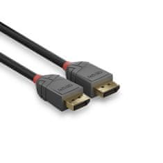 Lindy Kábel DisplayPort M/M 2m, 8K@60Hz, DP v1.4, 32.4Gbit/s, čierny, pozl.konektor, Anthra Line