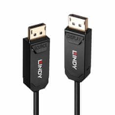Lindy Kábel DisplayPort M/M 50m, 8K@60Hz, DP v2.0, 40Gbit/s, UHBR10, čierny, jednosmerný, aktívny, optický