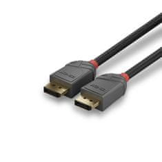 Lindy Kábel DisplayPort M/M 7.5m, 4K@60Hz, DP v1.2, 21.6Gbit/s, čierny, pozl.konektor, Anthra Line