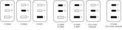 CubeNest cestovní adaptér S3D1, PD,65W, 2x USB-C, 1x USB-A, 4 světové koncovky, biela