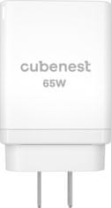 CubeNest cestovní adaptér S3D1, PD,65W, 2x USB-C, 1x USB-A, 4 světové koncovky, biela