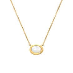 Hot Diamonds Elegantný pozlátený náhrdelník s perleťou a diamantom Gemstones DN200