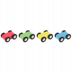 Northix Drevená rampa s farebnými autíčkami - 5 kusov 