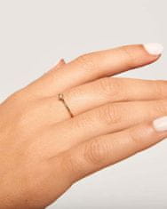 PDPAOLA Minimalistický pozlátený prsteň so zirkónom White Solitary Essentials AN01-156 (Obvod 56 mm)