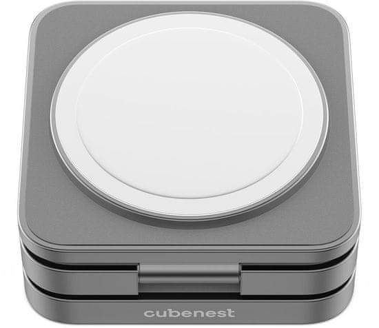 CubeNest 3v1 skládací bezdrátová magnetická nabíječka S312 Pro, šedá