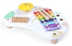 EcoToys Drevený stôl s hudobnými nástrojmi biely