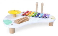 EcoToys Drevený stôl s hudobnými nástrojmi biely