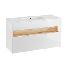 Kúpeľňová skrinka BAHAMA WHITE 854 - dub wotan/alpská biela/biely vysoký lesk
