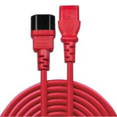 Lindy Kábel sieťový 230V predlžovací, C13 - C14, 0.5m, 0.75mm², 10A, červený