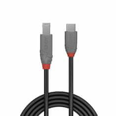 Lindy Kábel USB 3.1 Typ C CM/BM(3.0) 0.5m, Super Speed, čierny, Anthra Line