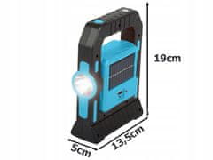 Verk  12290 Solárne LED multifunkčné prenosné kempingové svietidlo USB dobíjacie modrá