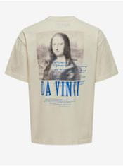 ONLY&SONS Krémové pánske oversize tričko ONLY & SONS Vinci S