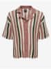 Staroružová pánska pruhovaná úpletová košeľa ONLY & SONS Eliot XL