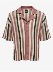 ONLY&SONS Staroružová pánska pruhovaná úpletová košeľa ONLY & SONS Eliot XL