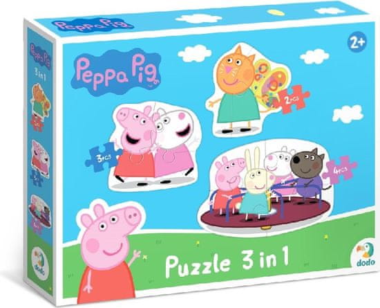Dodo Toys Puzzle Prasiatko Peppa: Kamaráti 3v1 (2,3,4 dielikov)