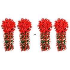 Netscroll 2+2 umelé visiace kvety, umelé visiace kvetiny s prírodným vzhľadom pre vonkajšie alebo vnútorné použitie, na terasu, záhradu, balkón, svadby, oslavy, chodbu, 80cm, červená , 4 kusy, HangingFlowers
