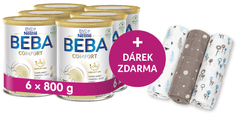 BEBA COMFORT 2, 5 HMO, pokračovací kojenecké mléko, 6 x 800 g + T-tomi TETRA pleny Grey Trees