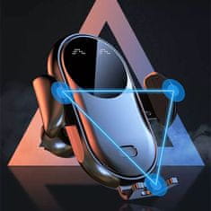 Netscroll Smart bezdrôtový nabíjač a držiak do auta v jednom, držiak na telefón a nabíjačka do auta s 360° rotáciou, inteligentný stojan s čidlom pre auto, rýchle bezdrôtové nabíjanie, Phonezy