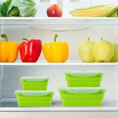 Netscroll 4-dielna sada silikónových skladacích nádob na uchovávanie potravín, sada kuchynských nádob na potraviny, opakovane použiteľné, skladacie, vhodné pre mikrovlnnú rúru alebo mrazenie potravín, FlexiSet