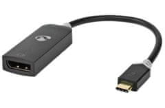 Nedis káblový adaptér USB 3.2 Gen 1/ USB-C zástrčka - DisplayPort zásuvka/ okrúhly/ čierny/ BOX/ 20cm